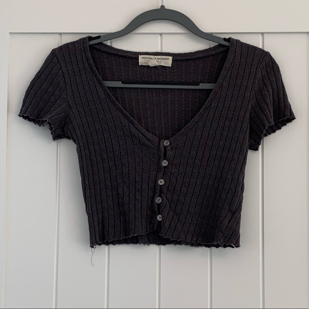 UO Knit Button-up Crop Top